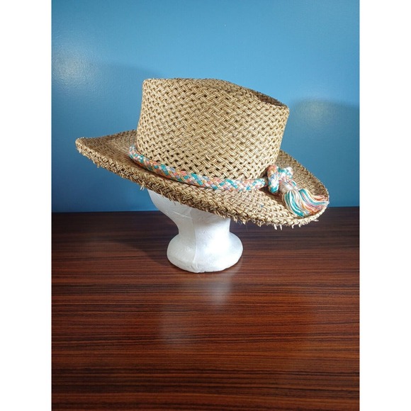 Firethorn Natural Straw Hat Multicolor Braided Ribbon Tassel - Picture 2 of 16